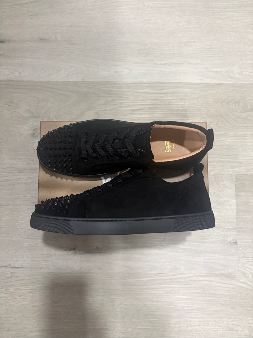 Christian Louboutin Black Suede Low-Top Spiked Sneakers